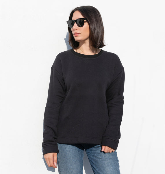 premium basic sweatshirt black with custom embroidery