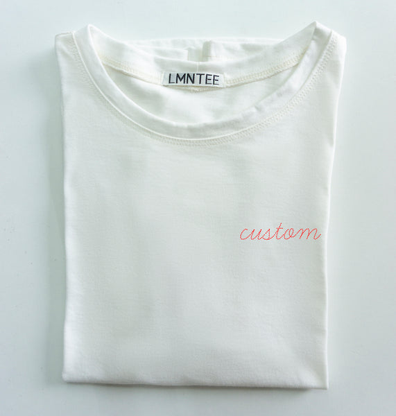 premium basic tee off white with custom embroidery