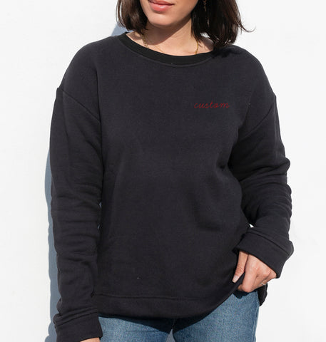 premium basic sweatshirt black with custom embroidery