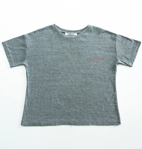 premium basic tee grey with custom embroidery
